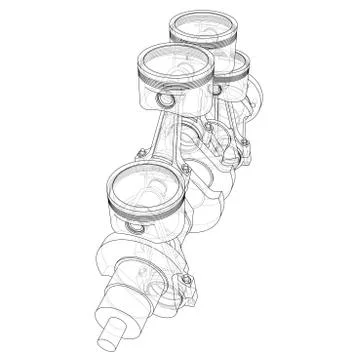 Engine pistons outline. Vector rendering of 3d イラスト素材