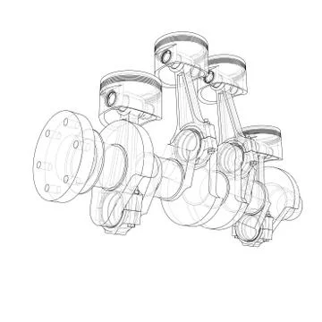 Engine pistons outline. Vector rendering of 3d イラスト素材