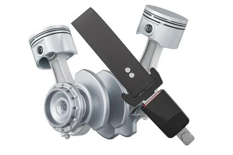 Engine pistons with safety belt, 3D rendering Stock Illustration