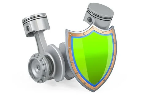 Engine pistons with shield, 3D rendering Stock Illustration