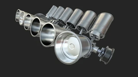 Engine Pistons V12 Stock Footage 155197061