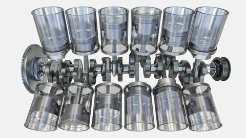 Engine Pistons V12 Stock Footage 155269479
