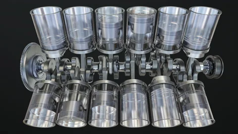 Engine Pistons V12 Stock Footage 155269513