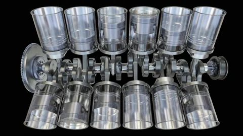 Engine Pistons V12 Stock Footage 155269527