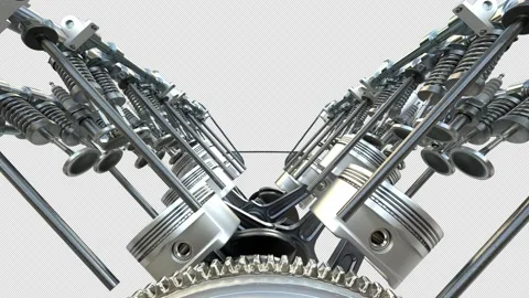 Engine Pistons V8 Stock Footage 149068565