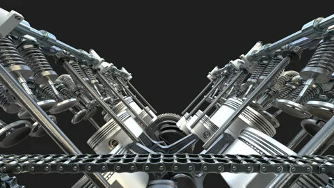 Engine Pistons V8 Stock Footage 149345138