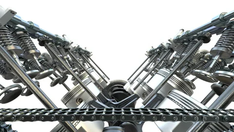 Engine Pistons V8 Stock Footage 149345206