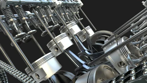 Engine Pistons V8 Stock Footage 149345405