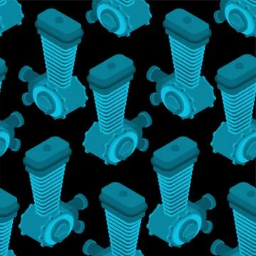 Engine racing Isometric pattern seamless. Motor motorcycle background. Vector Illustrazione stock
