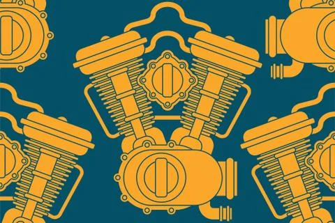 Engine racing pattern seamless. Motor motorcycle background. Vector illustrat 스톡 일러스트