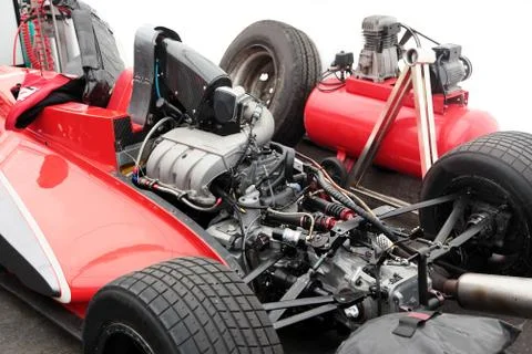 Engine of a racing race car Stock Photos