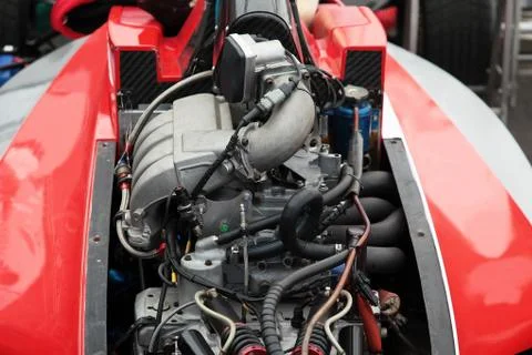 Engine of a racing race car Stock Photos