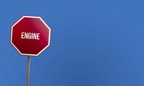 Engine, red sign with blue sky 스톡 일러스트