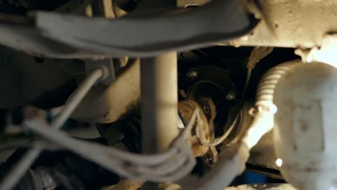 Engine repair close up. In hands tool car engineer mechanic. Stock Footage 95261090