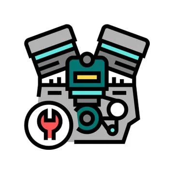 Engine repair color icon vector illustration イラスト素材