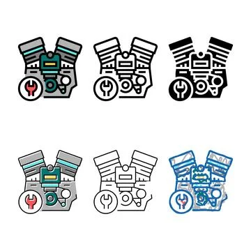 Engine repair color icon vector edition isolated Stock Illustration