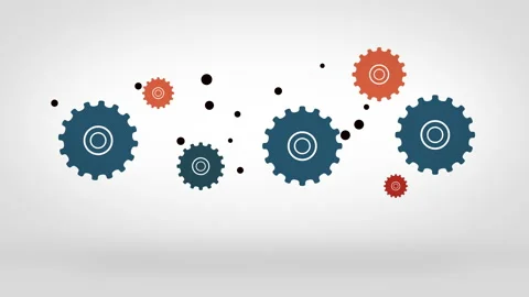 Engine repair concept. Creative motion background with colorful gears turning Stock Footage 132829994