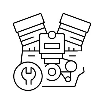 Engine repair line icon vector isolated illustration Stock Illustration