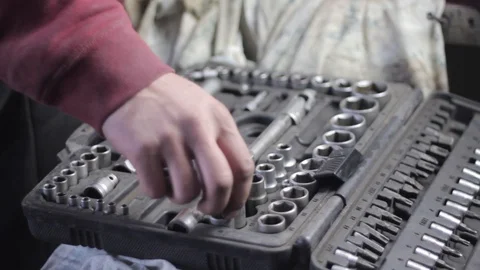 Engine repair with professional tools Stock-Footage 129023541