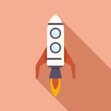 Engine rocket launch icon flat vector. Space start Stock Illustration