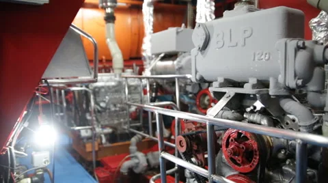 Engine room on boat machine Stock Footage 51991854
