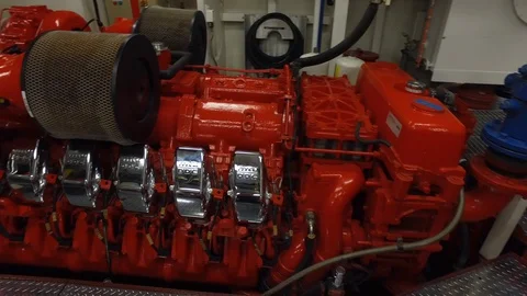 Engine room of Fireboat 2 Stock Footage 116503874