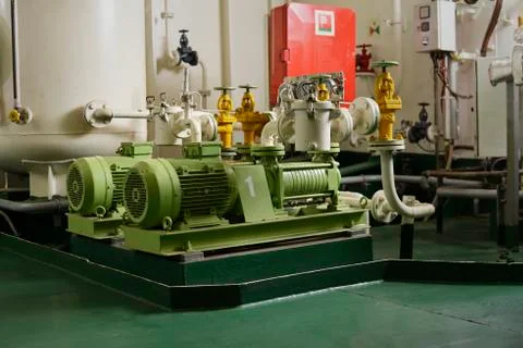 Engine room interior of a big ocean going ship Foto stock