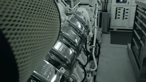 Engine Room of Large Motor Yacht Stock-Footage 260654073