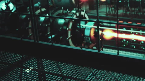 Engine room with machinery showing fire Vídeo Stock 342042599