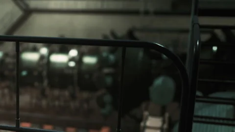 Engine room with machines and equipment in a warehouse setting Stock Footage 342805332