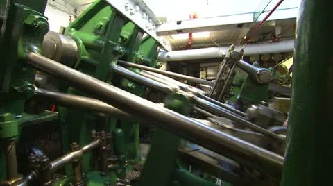 Engine Room of Paddle Steamer Under Steam Video stock 8906631