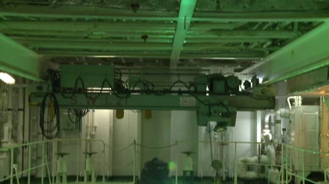 Engine room of ship, providing electrical power for the entire ship. Stock Footage 66449841