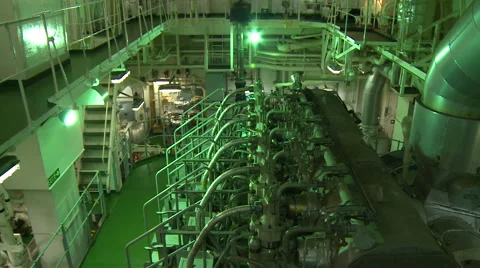 Engine room of ship, providing electrical power for the entire ship. Stock Footage 66449946