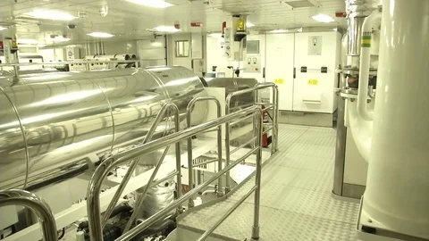Engine room on a super yacht Stock Footage 72143477