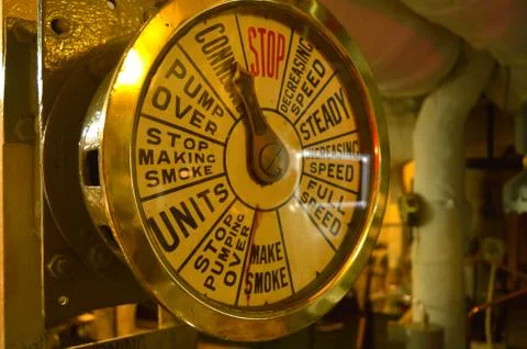 Engine room telegraph from an old ship Stock Photos