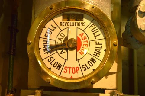 Engine room telegraph showing direction and revolutions Stock Photos