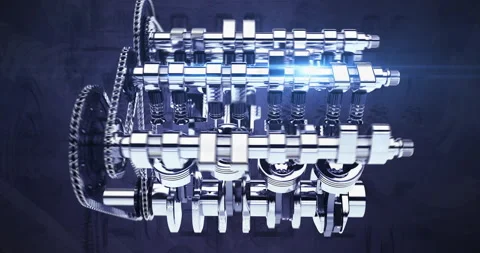 Engine Room View. Powerful V8 Car Engine Working Internally Stock Footage 313936739