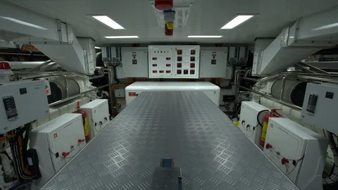 Engine room of a yacht. Stock Footage 123695890