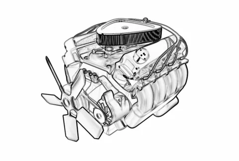 Engine rotating sketch Stockbeeldmateriaal 110109