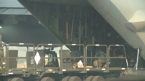 Engine running offload carried out during exercise Vigilant Ace 16 - 2015 Video stock 94418457