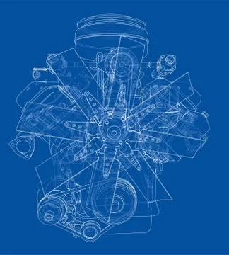 Engine sketch. 3d illustration Stock Illustration