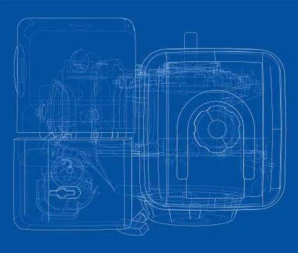 Engine sketch. Vector Illustrazione stock