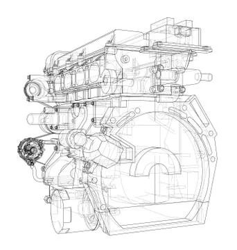 Engine sketch. Vector rendering of 3d イラスト素材
