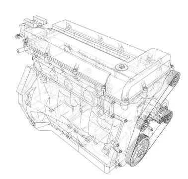 Engine sketch. Vector rendering of 3d イラスト素材