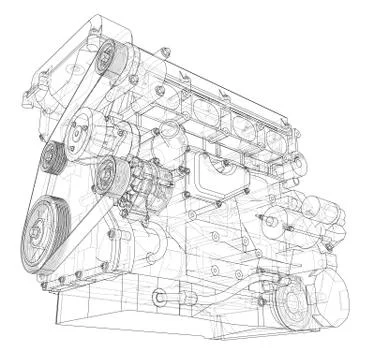 Engine sketch. Vector rendering of 3d イラスト素材