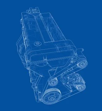 Engine sketch. Vector rendering of 3d イラスト素材