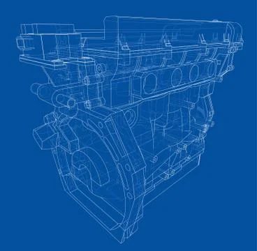 Engine sketch. Vector rendering of 3d イラスト素材