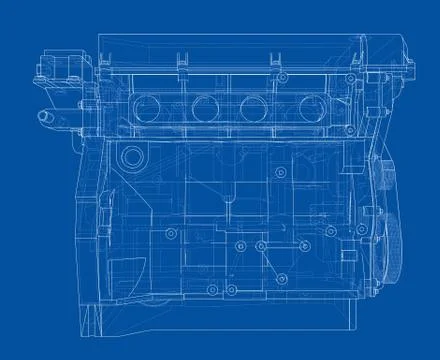 Engine sketch. Vector rendering of 3d イラスト素材