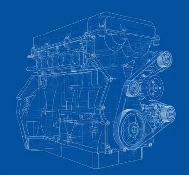 Engine sketch. Vector rendering of 3d イラスト素材