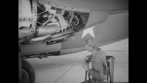Engine specialist checks the function of super charger of the aircraft - 1942 스톡 동영상 107698770